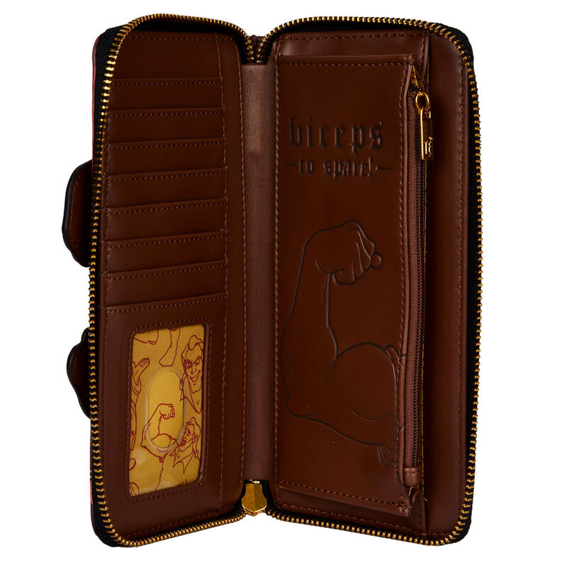 Intérieur du portefeuille Loungefly montrant les compartiments pour cartes et billets