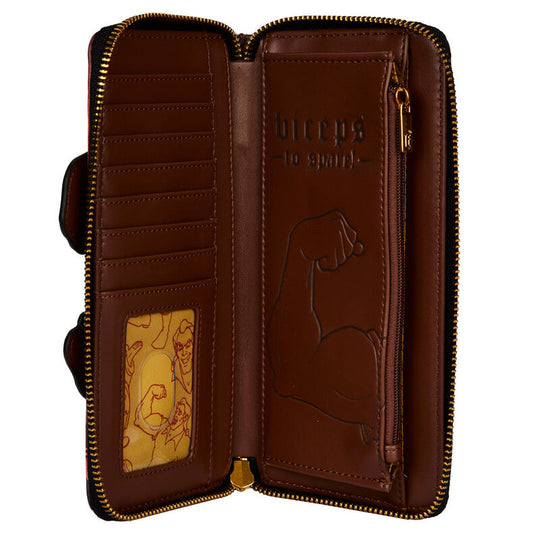 Intérieur du portefeuille Loungefly montrant les compartiments pour cartes et billets