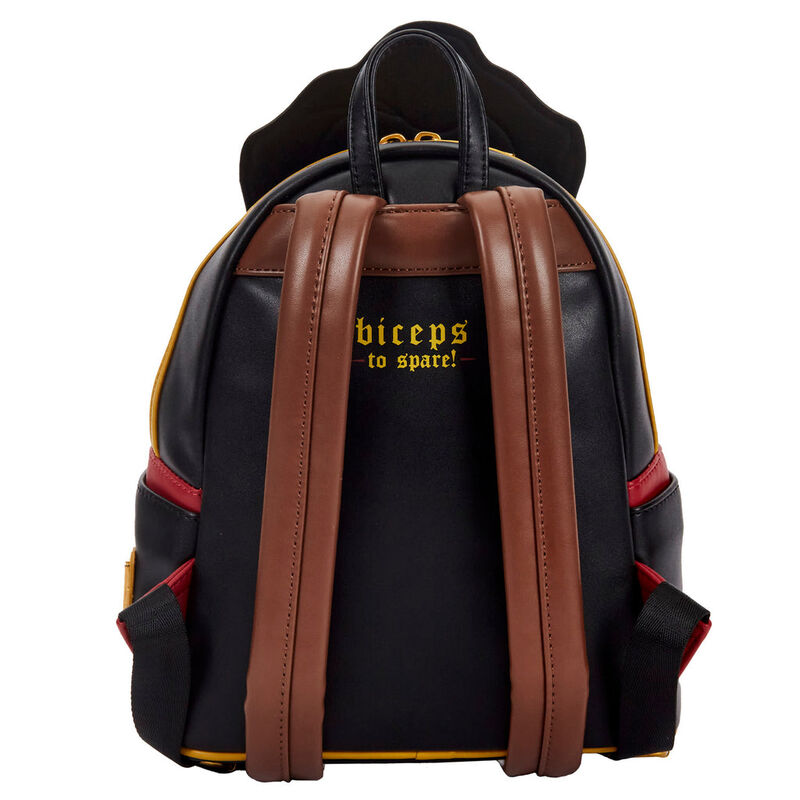 Sac à dos Loungefly Gaston porté par un mannequin pour montrer la taille et le style