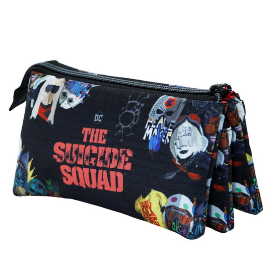 Trousse triple compartiments Suicide Squad DC Comics KARACTERMANIA avec fermeture zippée, dimensions 23x11x10 cm.