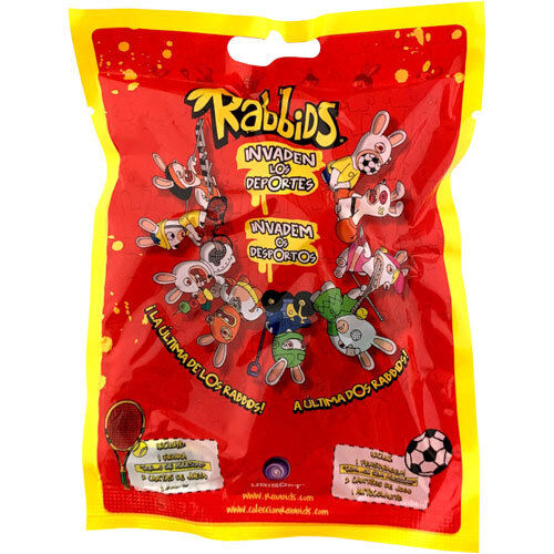 Cartes de jeu et autocollant inclus dans chaque pack de figurines Rabbids sports