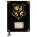 Vue de face du cahier Harry Potter Hogwarts A5 avec couverture bleue et logo officiel Blue Sky Studios