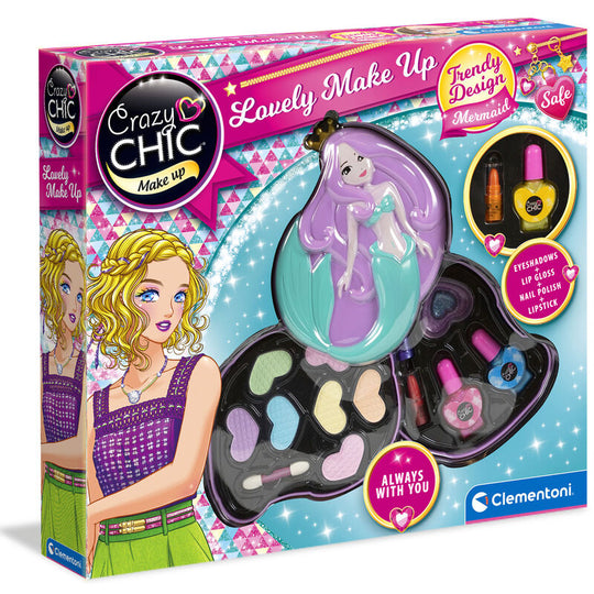 Coffret maquillage sirène Crazy Chic avec fards à paupières, rouges à lèvres et vernis à ongles pour enfants