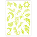 Pack de tatouages temporaires Crazy Chic Glow in the dark avec motifs colorés et brillants