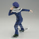 Détail de la tête de la figurine Hitoshi Shinso avec ses cheveux violets et son regard déterminé