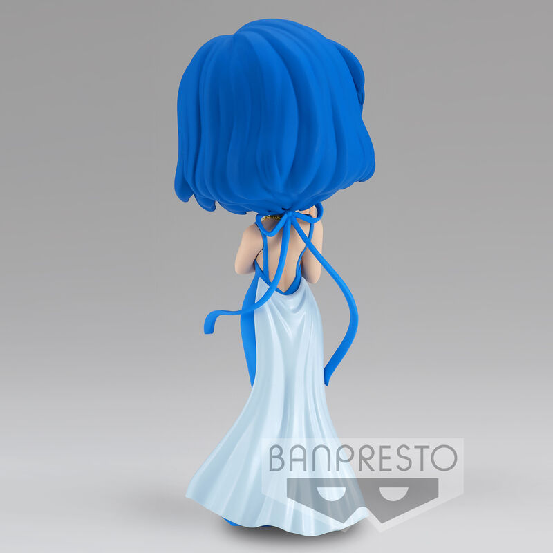 Présentation de la figurine Sailor Moon Princess Mercury Q Posket avec socle d'exposition
