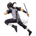 Figurine Naruto Shippuden Itachi Uchiha posée sur un socle avec logo BANPRESTO visible