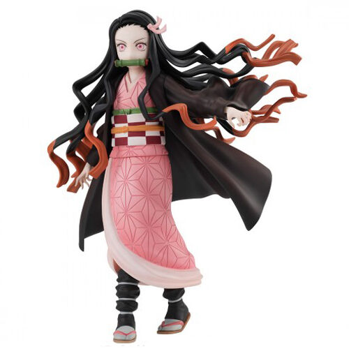 Zoom sur le visage expressif de Nezuko Kamado Demon Slayer avec yeux rouges intenses