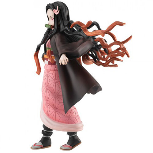 Présentation complète de la figurine Nezuko Kamado Demon Slayer sur socle transparent
