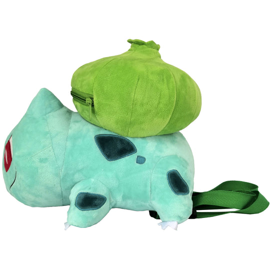 Zoom sur la texture douce et les coutures soignées du sac à dos Bulbizarre officiel Nintendo