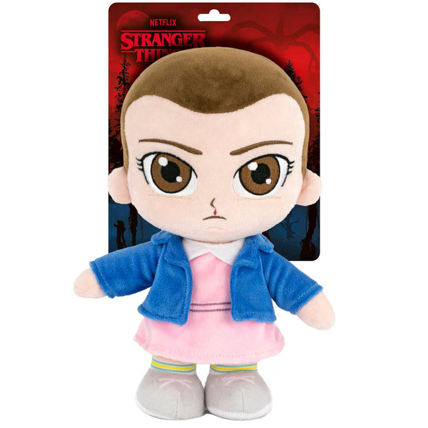 Peluche officielle Eleven de Stranger Things mesurant 26cm, avec détails fidèles au personnage de la série NETFLIX.