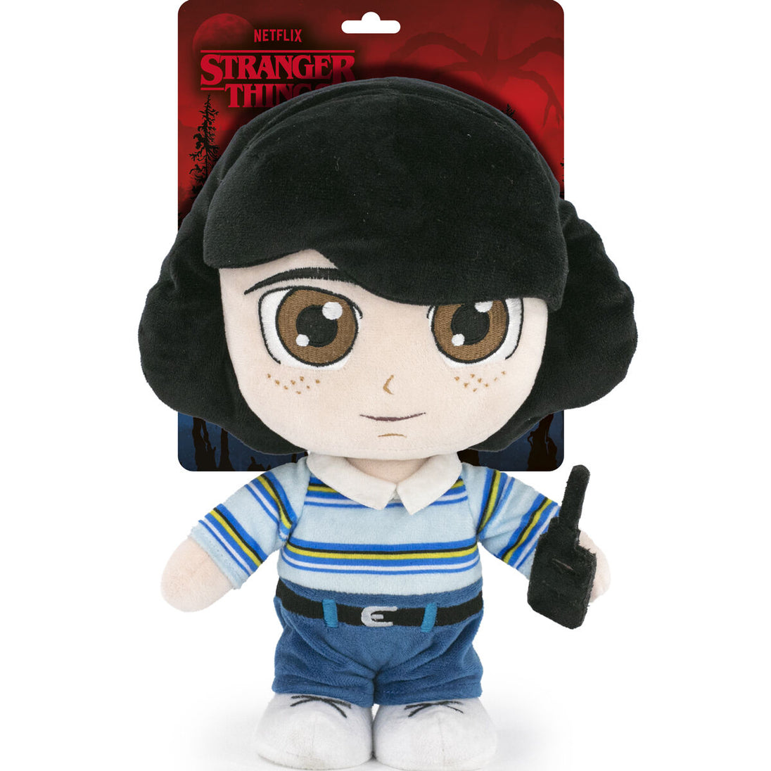 Peluche officielle Mike de Stranger Things NETFLIX, 26 cm, vue de face avec détails précis et couleurs vives.