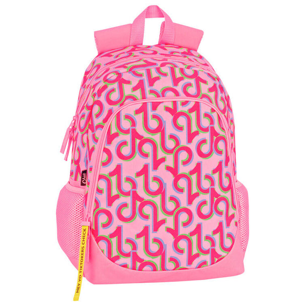 Sac à dos PERONA Tiktokers Duets 42cm adaptable trolley avec compartiments zippés, poche bouteille en filet et support ordinateur.