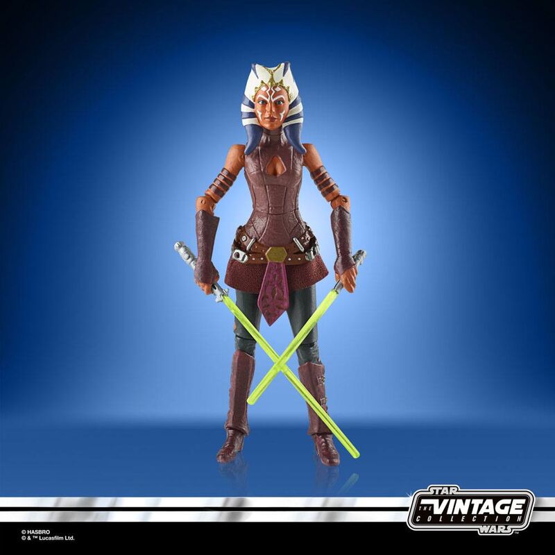 Emballage original de la figurine Ahsoka Tano 9,5 cm HASBRO avec illustrations de Star Wars The Clone Wars