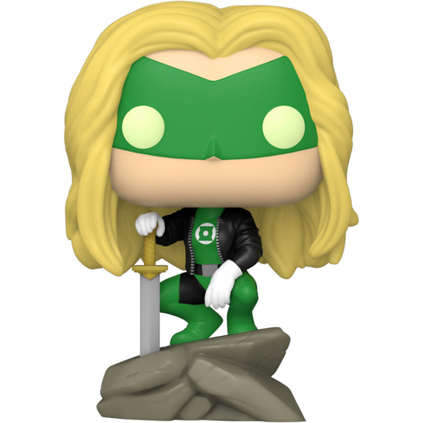 Profil gauche de la figurine Green Lantern POP FUNKO montrant les détails précis du casque et de la cape