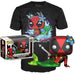 T-shirt Marvel Deadpool avec design sirène exclusif, présenté sur mannequin blanc.
