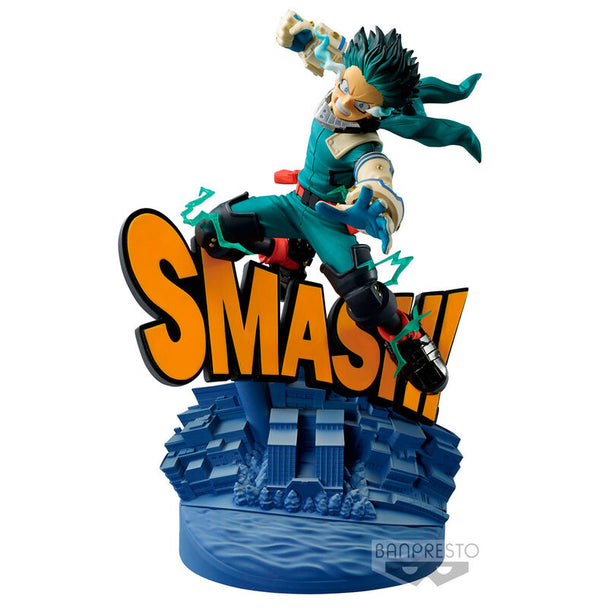 Figurine Izuku Midoriya Dioramatic 20cm de BANPRESTO issue de My Hero Academia, vue de face avec détails soignés.