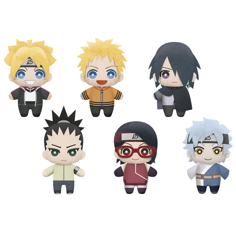 Figurine peluche Boruto Tomonui de 12 cm issue de Naruto Next Generations, fabriquée par BANPRESTO, vue de face avec détails soignés.