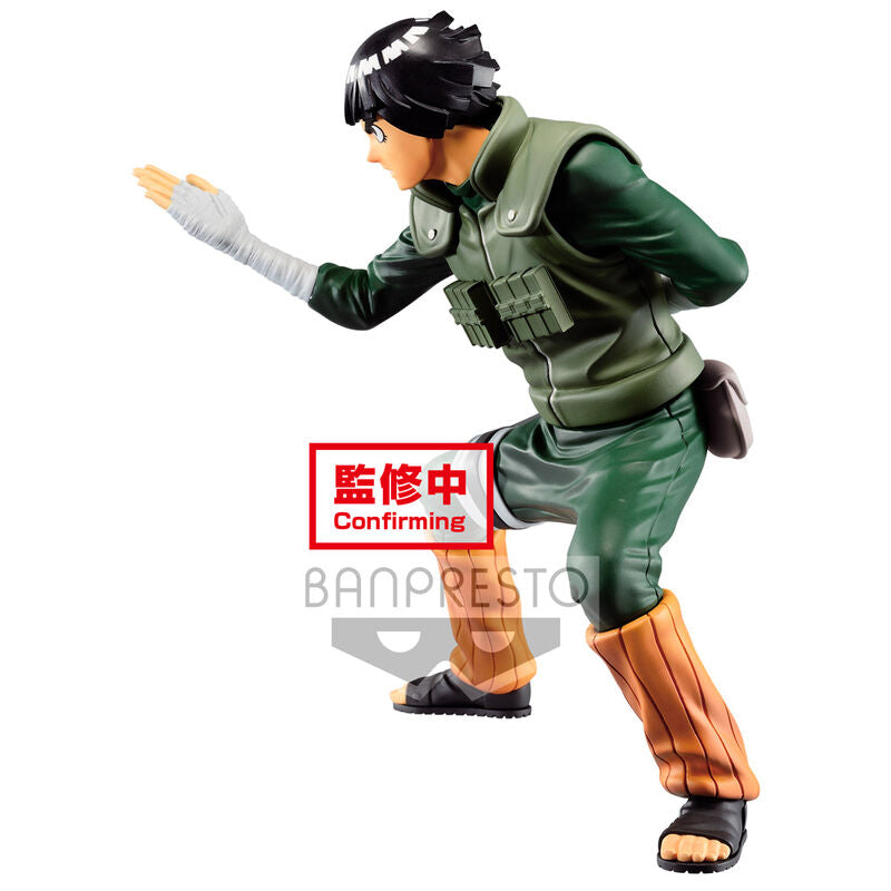 Vue latérale montrant les détails du costume vert de Rock Lee figurine BANPRESTO