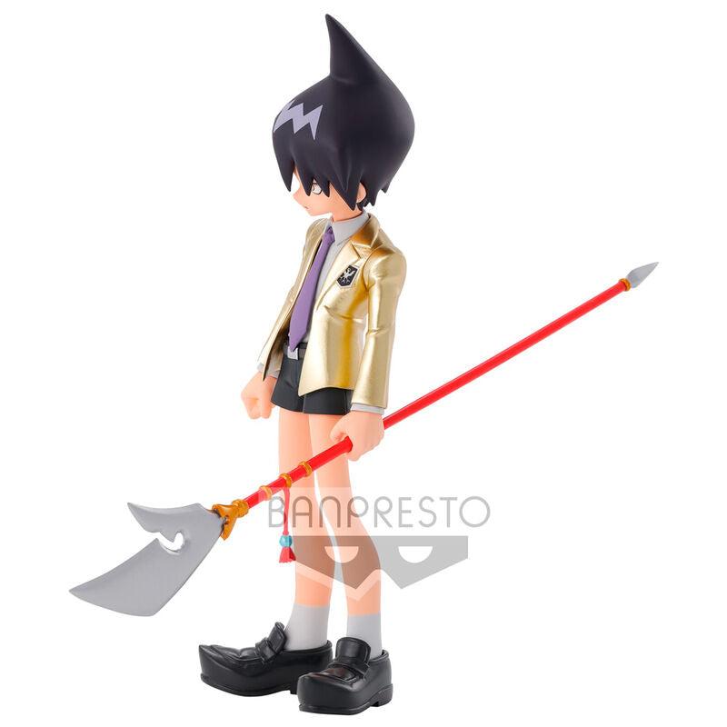 Gros plan sur le visage de la figurine Tao Ren Shaman King mettant en valeur son expression intense