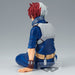 Zoom sur le visage expressif de la figurine Shoto My Hero Academia avec peinture détaillée