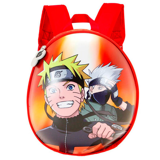 Détail du motif Naruto sur le sac à dos Action Eggy, montrant les personnages emblématiques