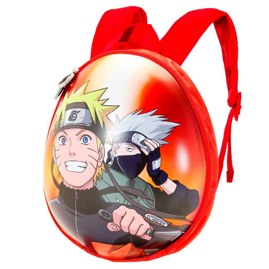 Vue latérale du sac à dos Naruto Action Eggy 28 cm, mettant en avant la qualité des finitions