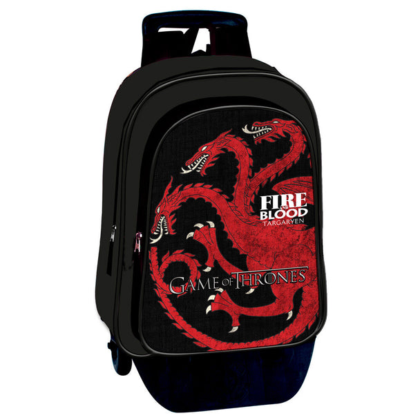 Valise trolley Game of Thrones 42cm avec logo Targaryen Fire and Blood rouge et noir de la marque PERONA