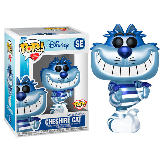 Figurine Funko POP Cheshire Cat métallique de 9 cm dans sa boîte vitrine avec design brillant