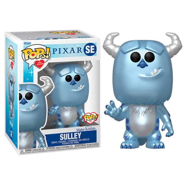 Figurine Funko POP Sulley Metallic Disney Monster INC de face avec détails métalliques brillants en boîte vitrine
