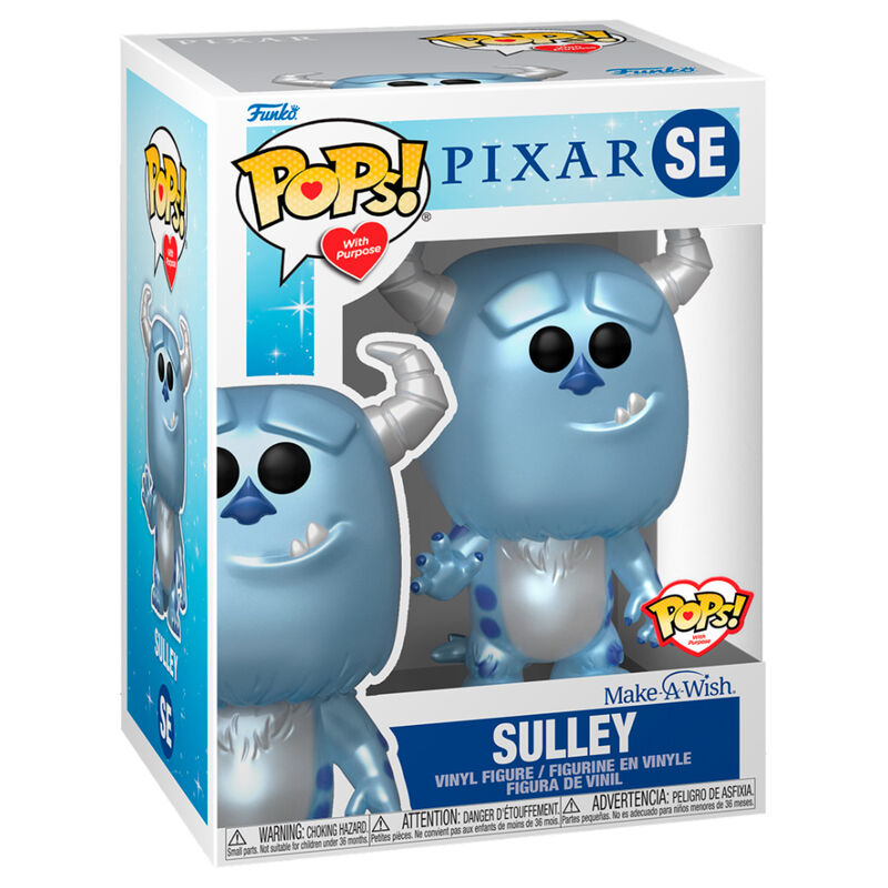 Vue latérale de la figurine Funko POP Sulley Metallic montrant la texture métallique et les couleurs vives