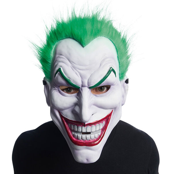 Masque adulte Joker DC Comics RUBIES avec détails réalistes et couleurs vives, parfait pour cosplay et déguisements.