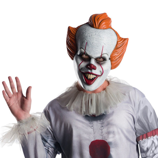 Masque visage adulte Pennywise inspiré du personnage de It par RUBIES, idéal pour Halloween et cosplay.