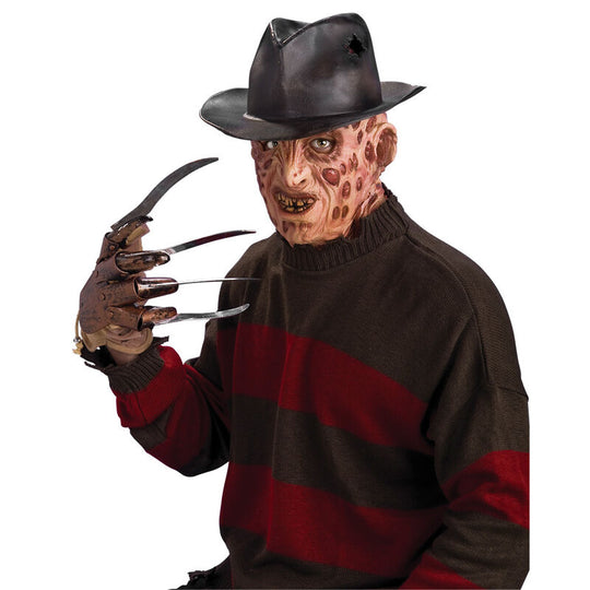 Chapeau adulte Freddy Krueger officiel RUBIES inspiré de Nightmare on Elm Street, parfait pour costumes et Halloween.