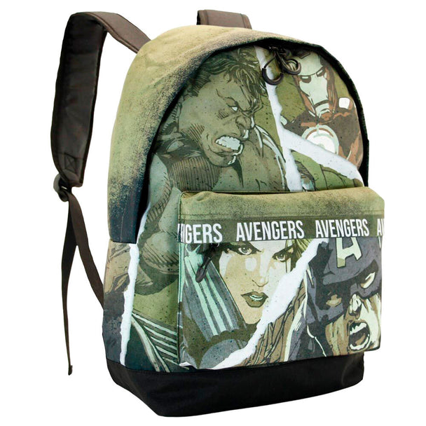 Sac à dos Marvel Avengers Shout vue de face avec logo coloré et design urbain