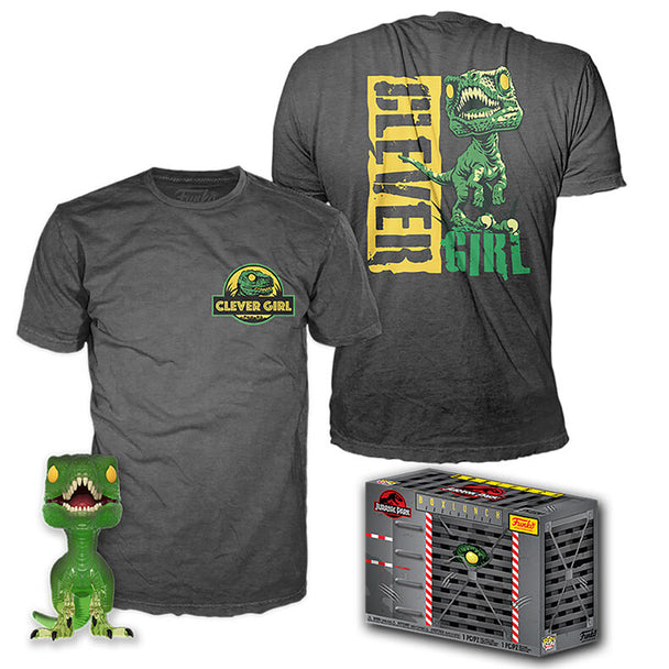 T-shirt Jurassic Park Velociraptor en taille L avec un imprimé détaillé du dinosaure sur fond noir