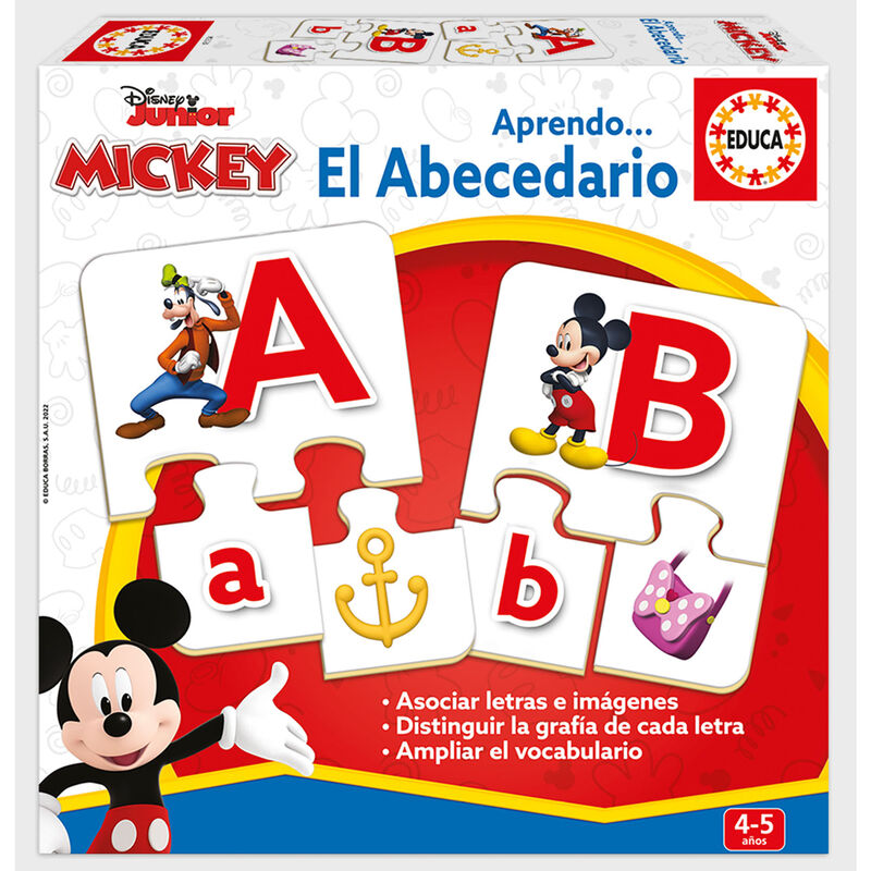 Vue du jeu éducatif Disney Mickey Learning the Alphabet avec les pièces colorées à assembler