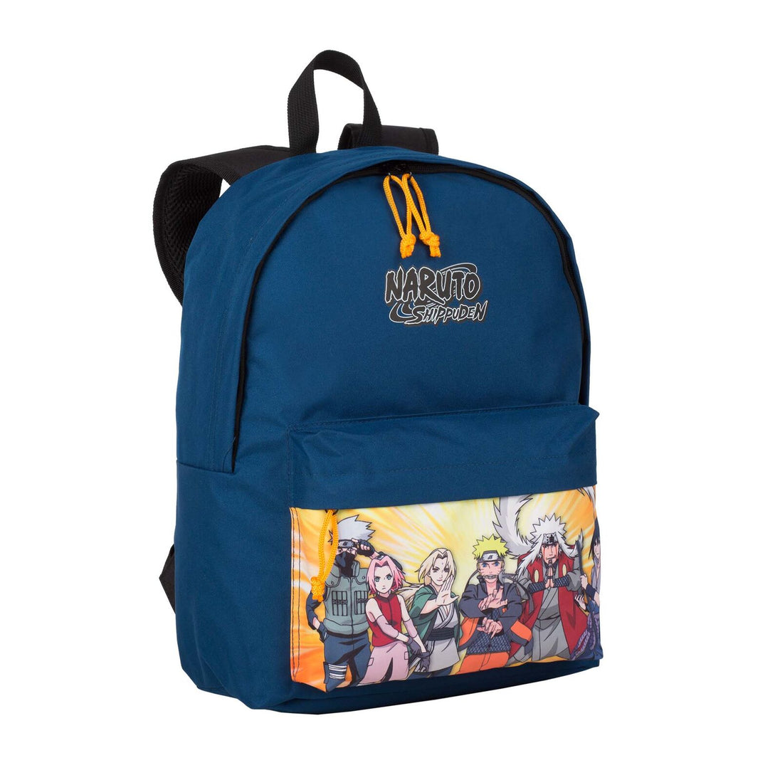 Vue avant du sac à dos Naruto 41 cm avec motifs colorés et logo TOYBAGS bien visibles