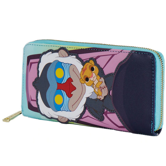 Intérieur du portefeuille Loungefly Disney Le Roi Lion avec compartiments pour cartes et billets visibles