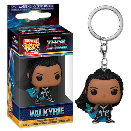 Porte-clés Pocket POP Marvel Valkyrie Love and Thunder FUNKO vu de face avec détails colorés