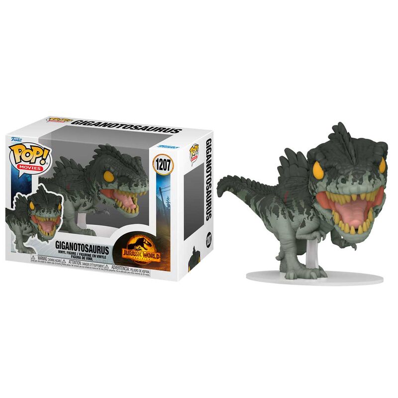 Figurine Funko POP Giganotosaurus de Jurassic World 3 en vinyle de 9 cm dans sa boîte vitrine