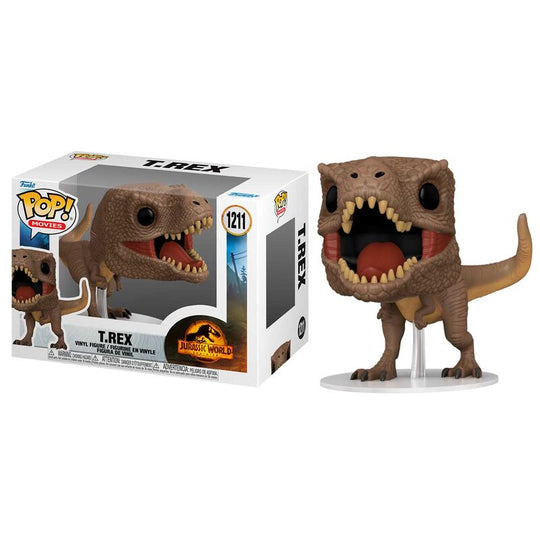 Figurine Funko POP T-Rex Jurassic World 3 vue de face avec détails réalistes et boîte vitrine transparente