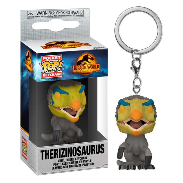 Porte-clés Pocket POP Therizinosaurus Jurassic World 3 FUNKO vu de face avec détails précis