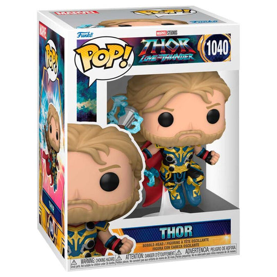 Boîte vitrine de la figurine Funko POP Thor Love and Thunder, idéale pour collectionner ou offrir