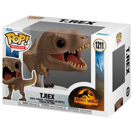 Zoom sur la tête de la figurine Funko POP T-Rex Jurassic World 3 montrant les textures et expressions caractéristiques