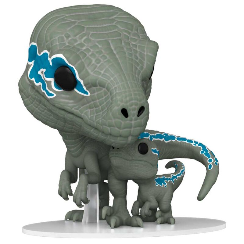 Ensemble des figurines Funko POP Velociraptors Blue et Beta de Jurassic World 3 avec boîte vitrine