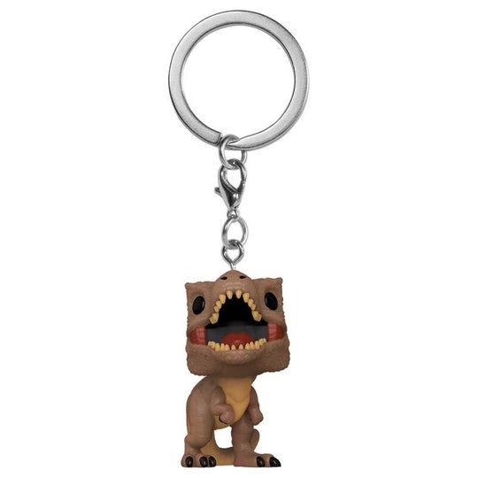 Image du porte-clés T-Rex Funko Pocket POP attaché à un trousseau de clés
