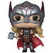 Détail de la figurine Funko POP Thor Mighty Thor montrant les couleurs et le design du costume Love and Thunder