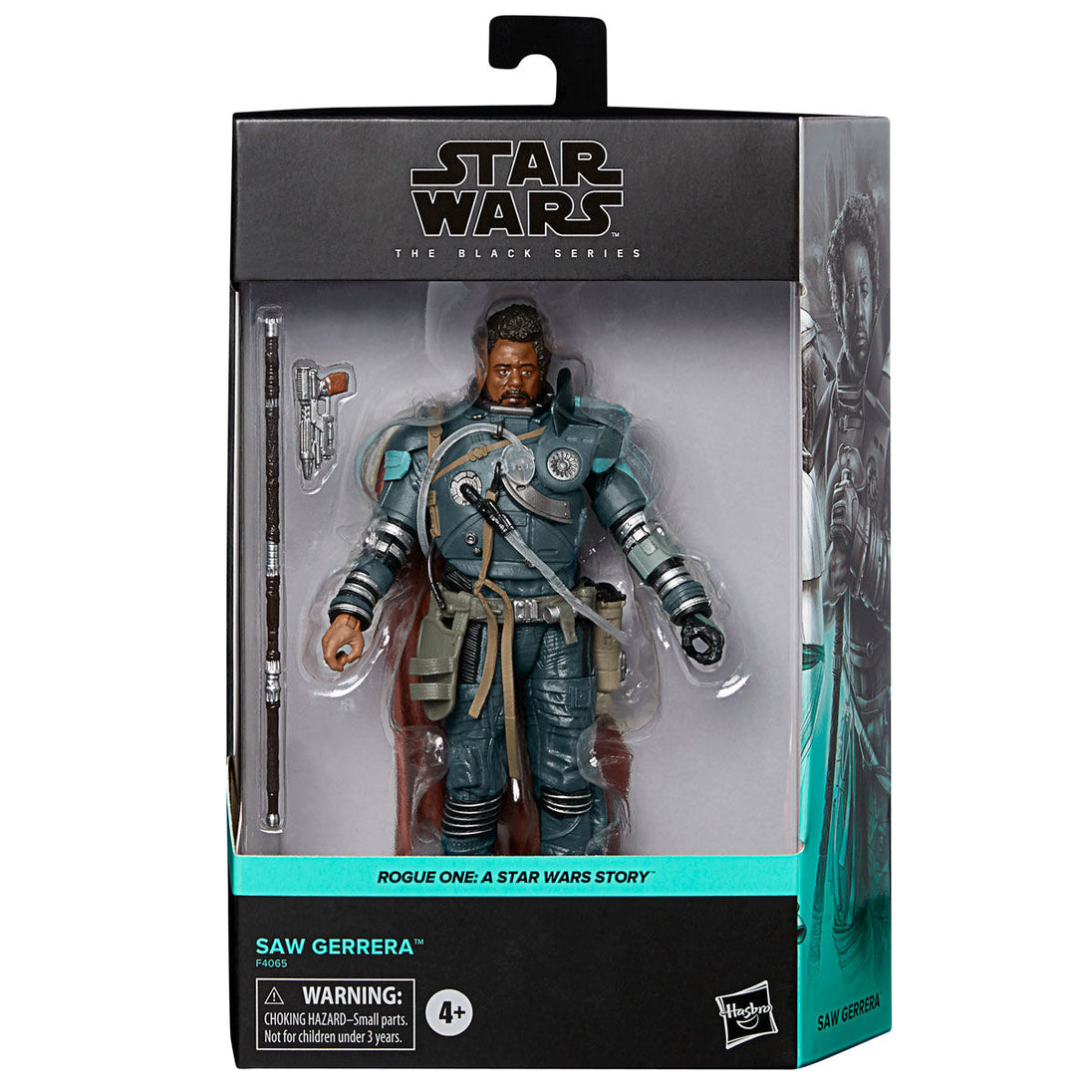 Figurine articulée Saw Gerrera 15cm en tenue de combat noire de la Black Series