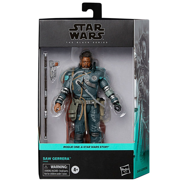 Figurine articulée Saw Gerrera 15cm en tenue de combat noire de la Black Series